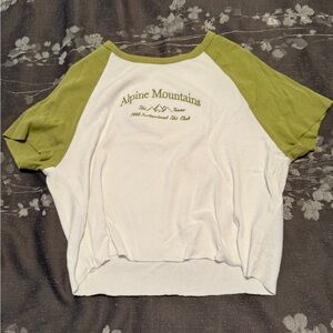 Garage Olive and White Ribbed Tee Size Large